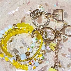 Yellow Floral Bracelet Keychain
